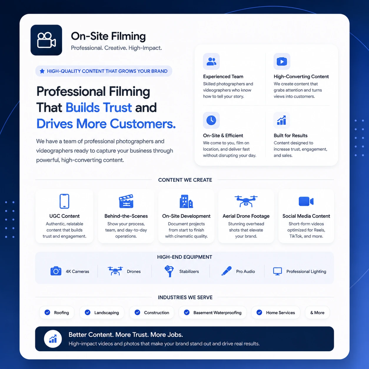 On-site filming services and equipment overview by Studio Seven