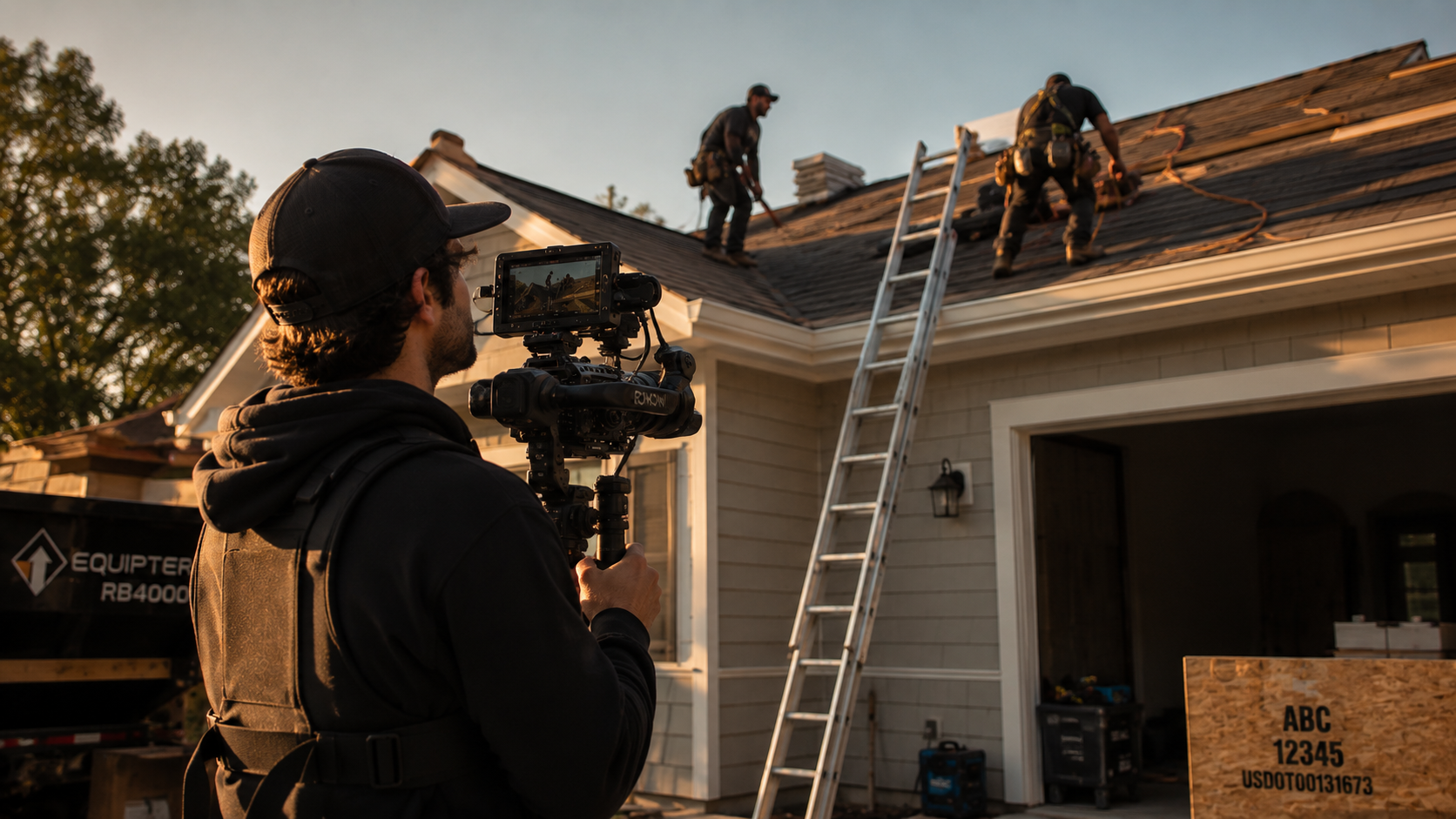 Studio Seven on-site cinematography with KPRO Roofing crew